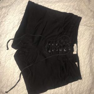 Black Lace Up Shorts